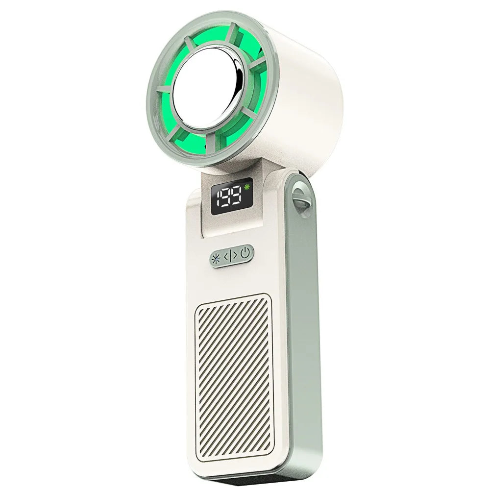 Ice Compress Cool Refrigeration Electric Fan Foldable 199 Gears Personal Cooling Fan Powerful Airflow 199Gears Adjustable Oasis Select Beige Green
