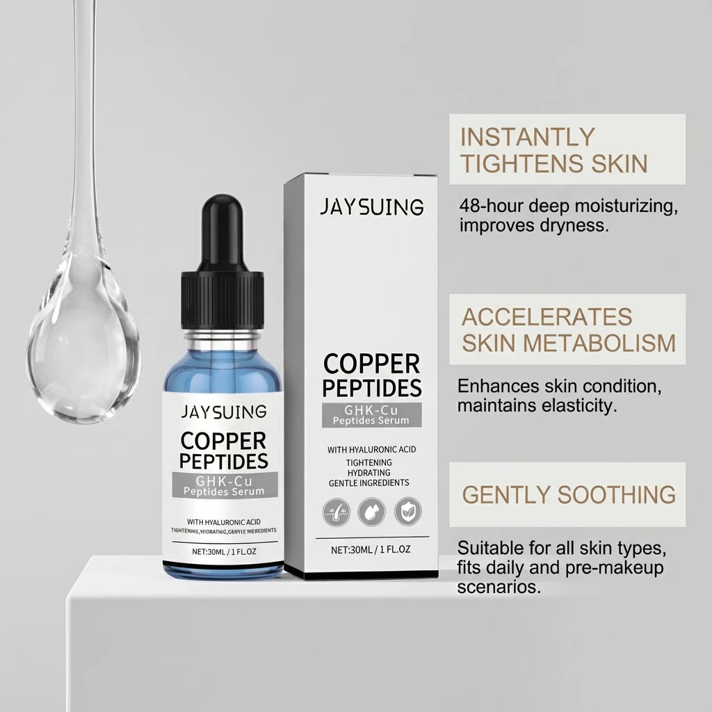 Copper Peptide Serum Hydrating Instant Tightening Skin Improve Fine Lines Daily Use Sooth Hyaluronic Acid Face Serum Skincare Oasis Select