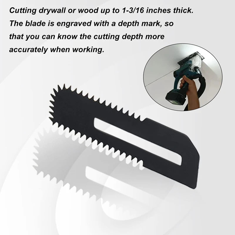 WISH 10Pack Drywall Cut-Out Saw Blades For Cordless Cut-Out Saw, Cuts Drywall Up To 1-3/16 Inch Thick (Depth Markings) Oasis Select