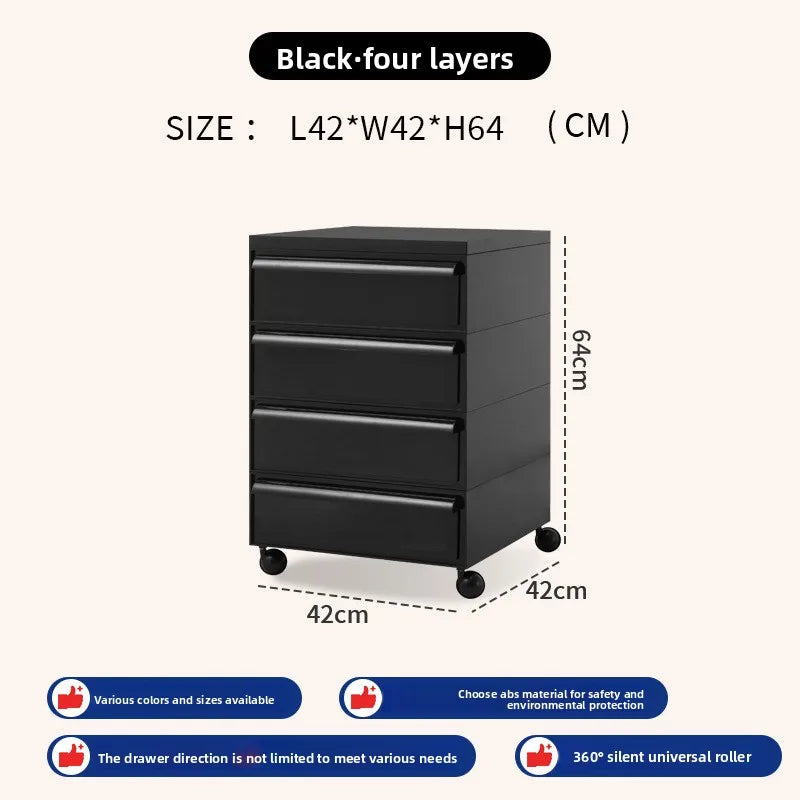 Removable panda cabinet medieval bedside table ins plastic multi-layer storage cabinet bedroom simple locker Oasis Select Black 4 layers