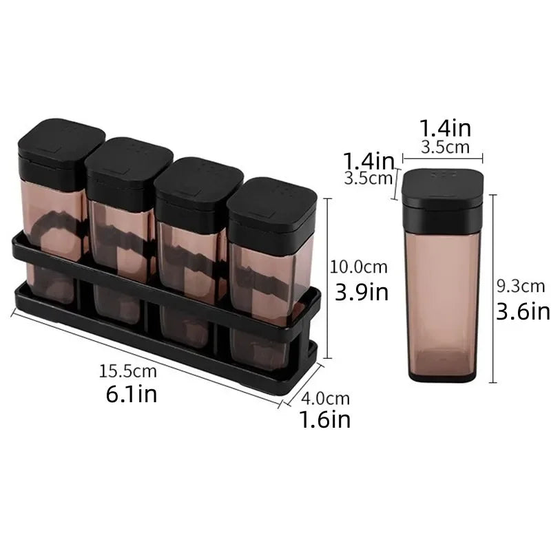 Spice Organizer Set 4-in-1 - Stackable Kitchen Bottles, Airtight Lids for Salt Pepper Baking,Countertop Space Saver Jars Oasis Select