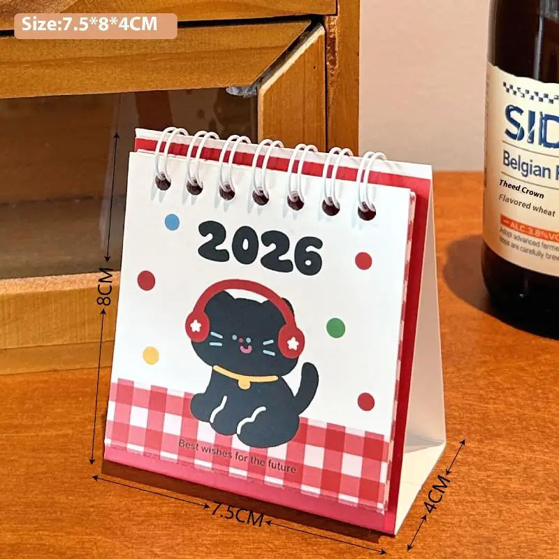 1Pcs Cartoon Portable Coil Monthly Calendar Planner 2026 Horse Year Mini Desk Calendar Office And Home Decor New Year's Present Oasis Select A4