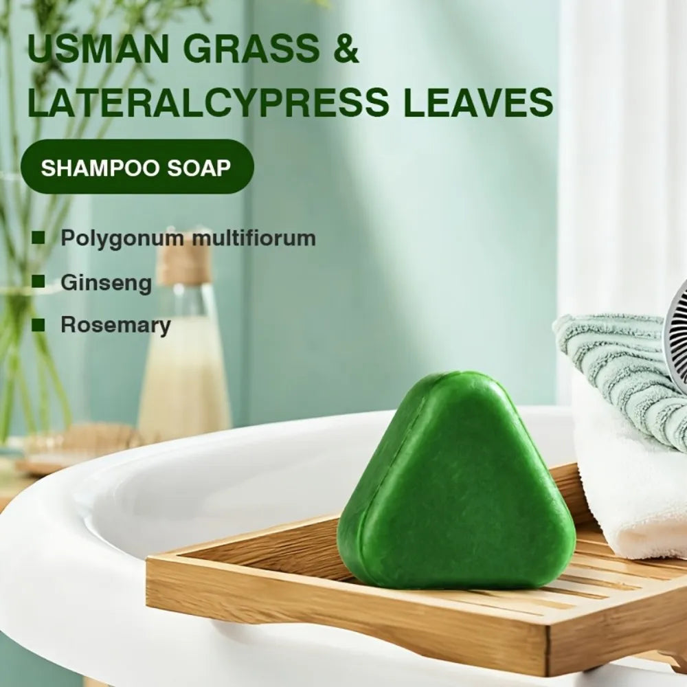 Natural Herbal Shampoo Soap Usman Grass Handmade Soap Hair Nourishing, Oil Control, Refreshing, Fluffy and Soothing Hair Care Oasis Select