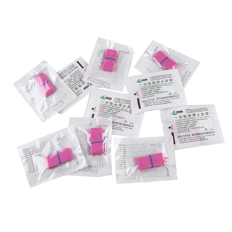 10strips Pre Cut Pink Elastic Belt Disposable Tourniquet First Aid Kit Product Medical Rubber Tourniquet Disposable Tourniquet Oasis Select One Size