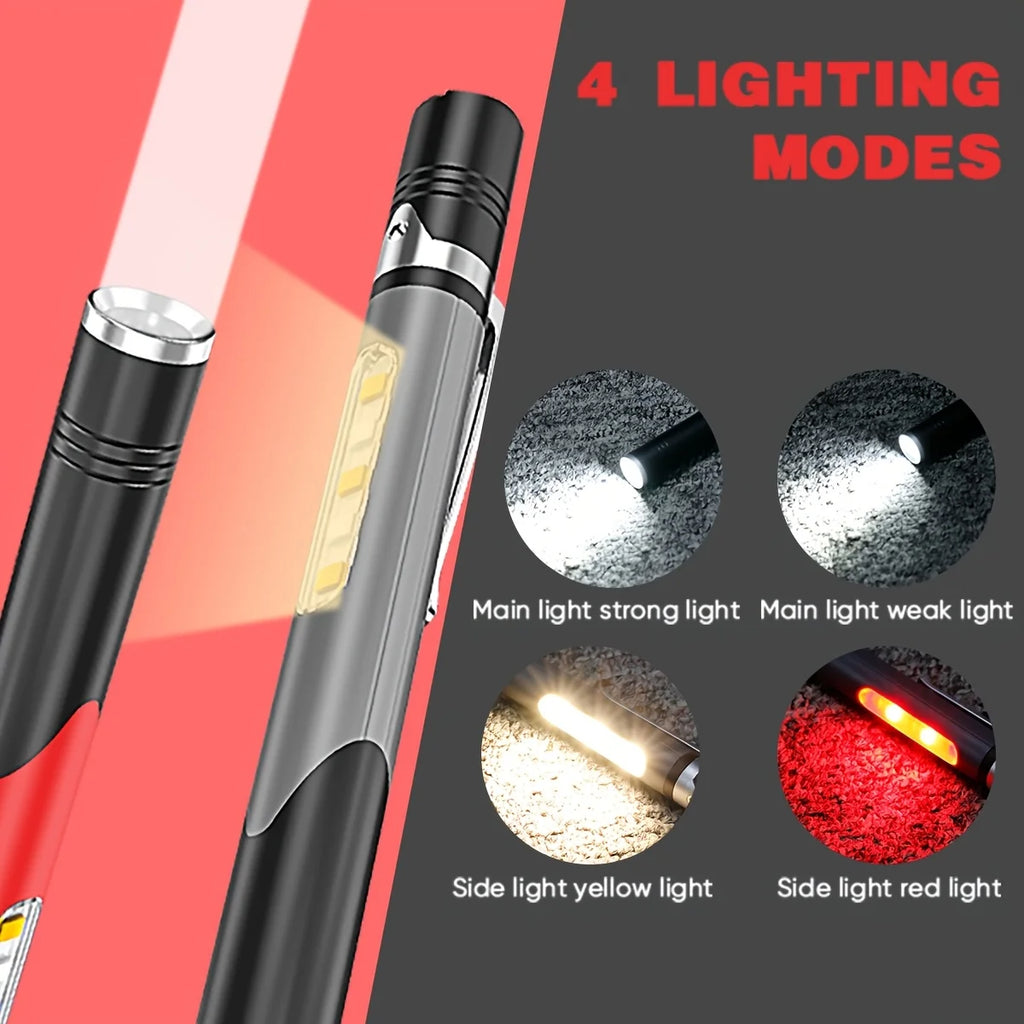 Pen Light with Cob Lights 4 Modes USB Rechargeable Pen Flashlight Mini Portable Pocket Torch for Work Emergency Nurses Doctor Oasis Select