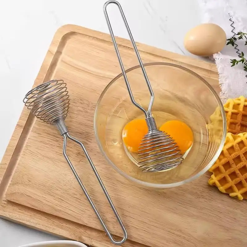 Handheld Manual Egg Beater – Stainless Steel Spring Whisk