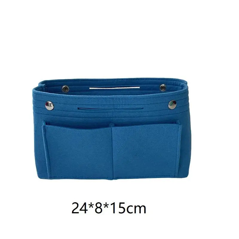 Felt Insert Bag Organizer | Multi-Pocket Travel Cosmetic Tote Bag Insert Organizer Oasis Select Blue M