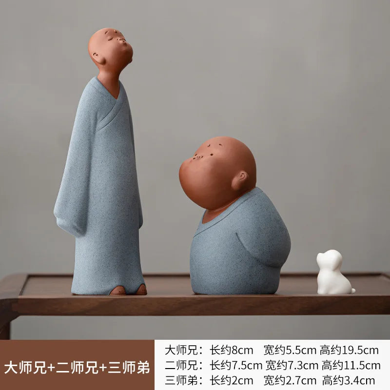Chinese Zen Ceramic Little Monk Sha Mi Tea Pet Home Car Purple Clay Small Ornament Tea Play Bookshelf Decoration Oasis Select Third Junior Brother 1