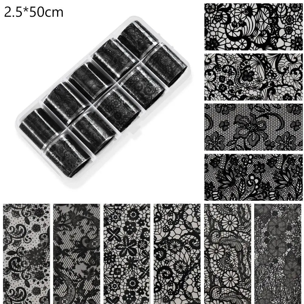 10-Roll Lace Nail Foil Transfer Strips – DIY Nail Art Wraps Nail Foil Wraps Oasis Select B