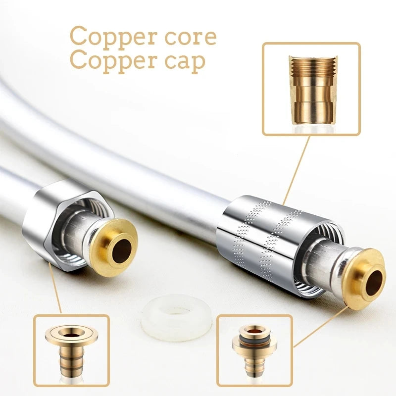 1.5/2.0M PVC Silicone Shower Head Hose Flexible Pipe Tube High Pressure Water Powerful Multilayer Plumbing Bathroom Accessories Oasis Select