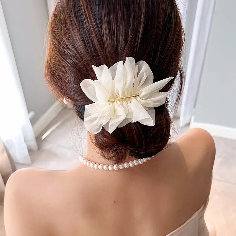 Big Spring Hair Claw Clips Women Metal Chiffon Flowers Ponytail Holder Hairpin Barrettes Fashion Girls Hair Accessories Hairgrip Oasis Select