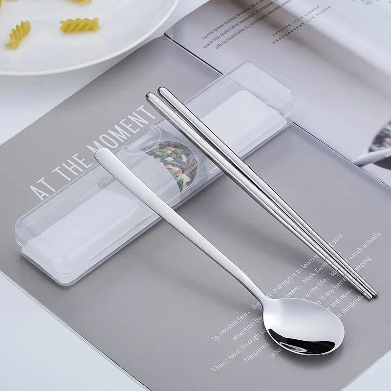 304 stainless steel portable tableware set chopsticks spoon outdoor Korean single tableware Oasis Select C