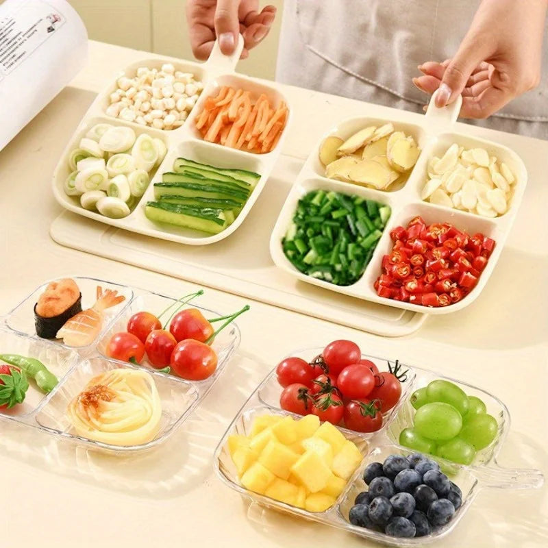 4 Grids Food Fruit Storage Box Portable Compartment Refrigerator Freezer Organizers Sub-Packed Meat Onion Ginger Clear Crisper Oasis Select
