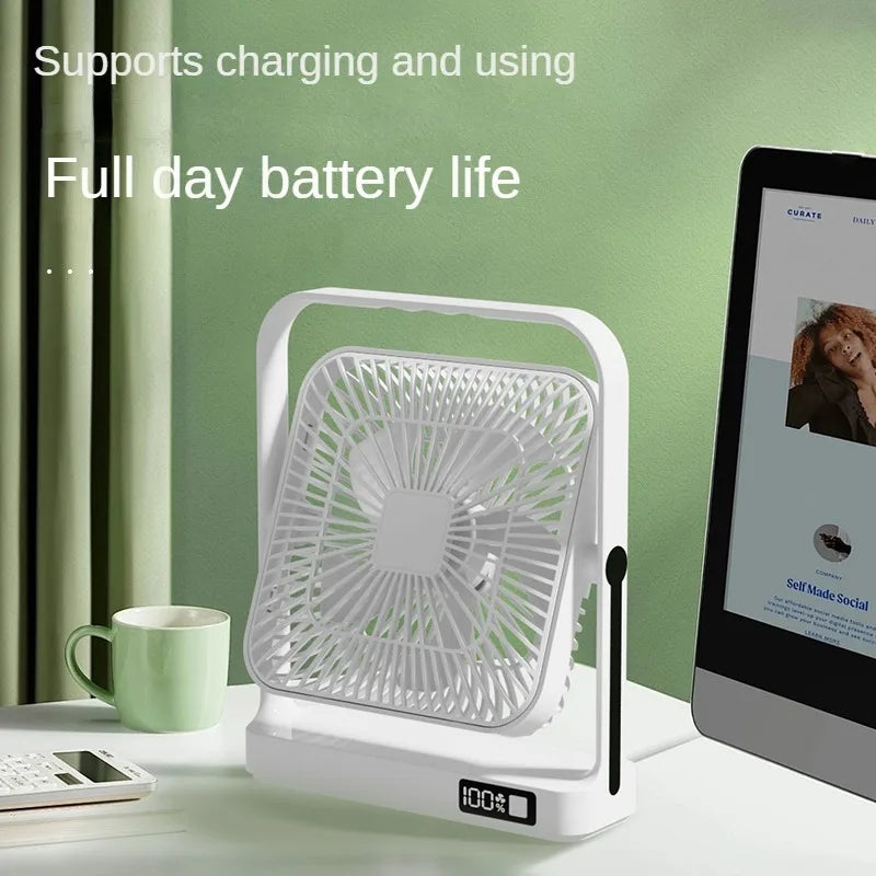 M09 Rechargeable Desktop Wall Fan – 3600mAh USB Battery