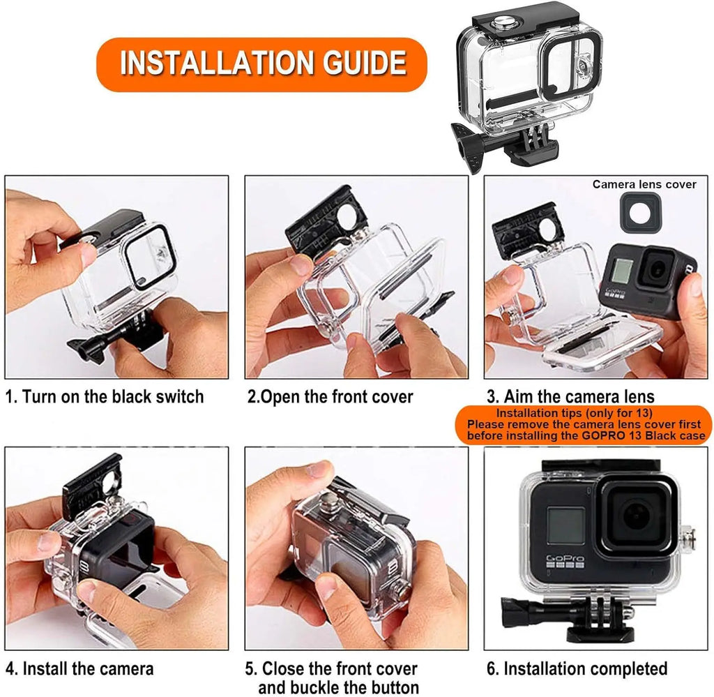GoPro Hero 9–13 Waterproof Housing Case | 60M Dive Kit