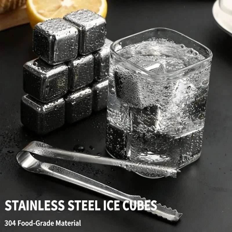 Chilling Rock Reusable Chilling Stones 4/6/8 Pcs Stainless Steel Ice Cubes Set Wine Cooling Cube Party Bar Kitchen Tool Oasis Select