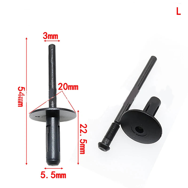 10Pcs Black Plastic Rivet Clip Retainer Fastener Blind Rivets Head Break Mandrel Blind Nail Rivets For Auto Accessories Oasis Select L