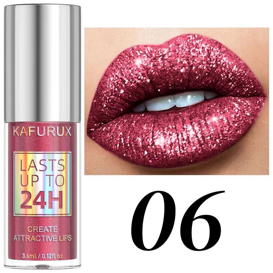 KAFURUX 20-Shade Glitter Liquid Lipstick & Diamond Lip Gloss