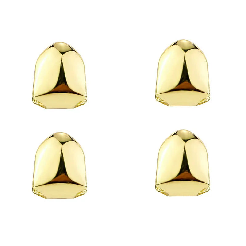 1/2/3/4pcs Fashion Gold Color Small Single Tooth Cap Grills Hip Hop Style Teeth Grill Golden Dental Braces Teeth Makeup Tools Oasis Select 4pcs Gold