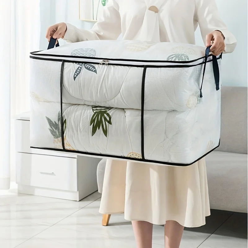 Large Transparent Storage Bag with Zipper &Handle,Heavy-Duty Plastic Suitcase for Clothes,Bedding,Travel,Moving,Seasonal Storage Oasis Select