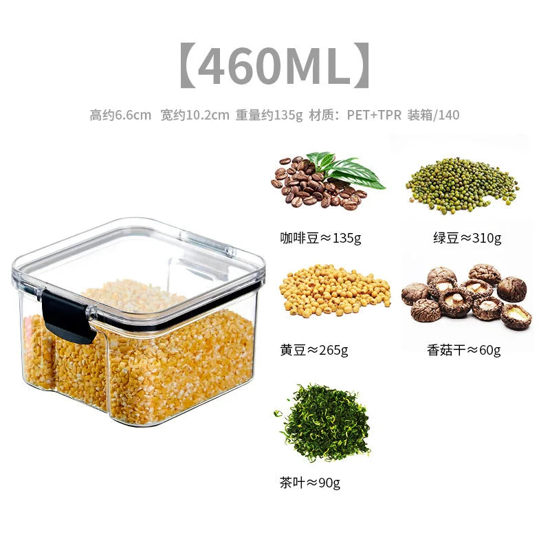 460-1800ml Kitchen Sealed Jar Stackable Food Storage Box Multigrain Tank Bottle Cereal Candy Dried Fruit Tea Storage Containers Oasis Select 460ML