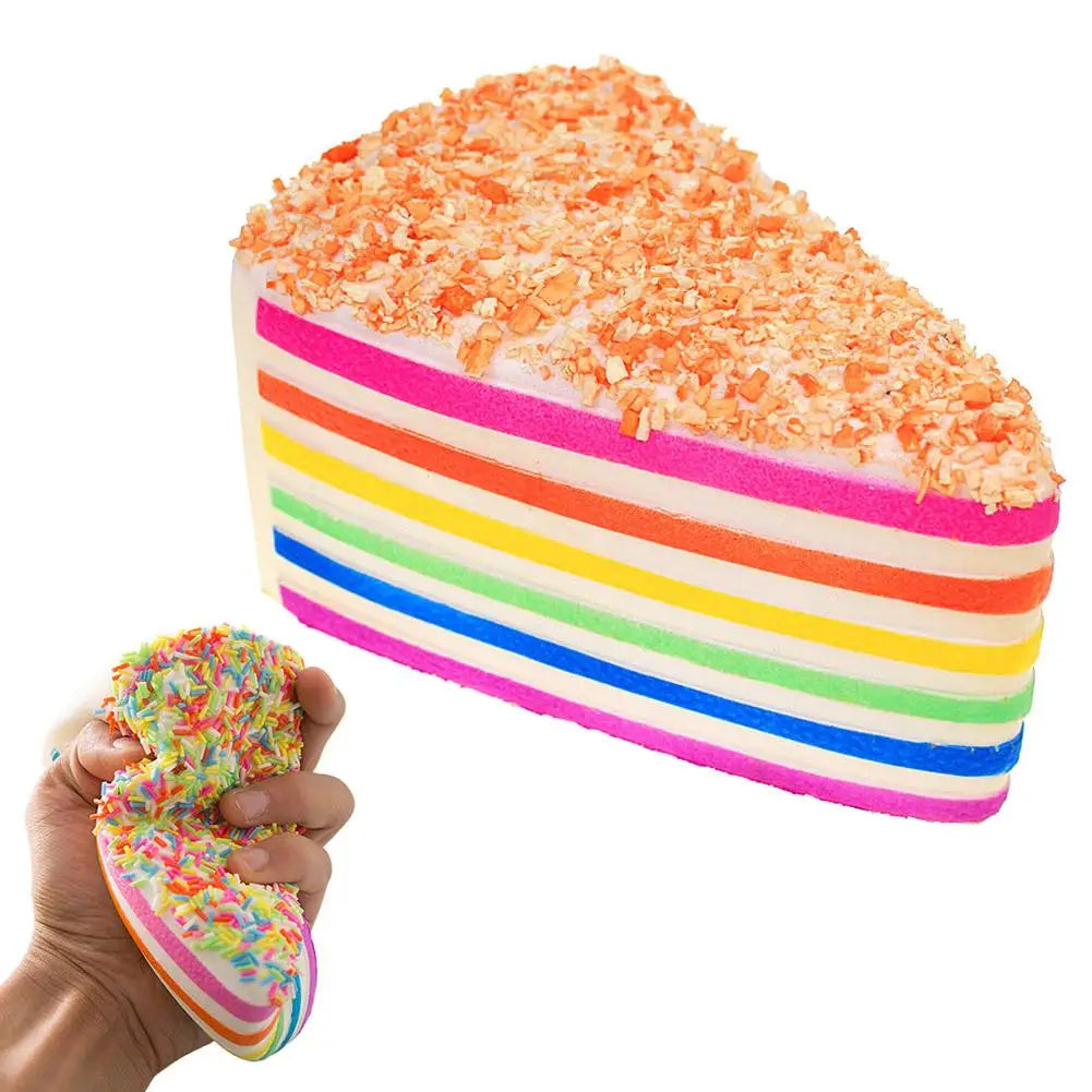 Rainbow Cake Squishy Toy – Slow Rise Stress Relief Squeeze