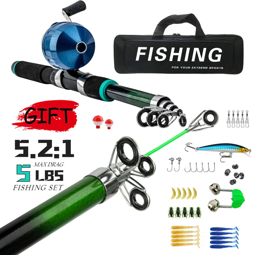 Beginner's Fishing Rod Set 1.8m lure rod, soft and hard bait, fishing hook line, complete set of fishing gear Oasis Select 4