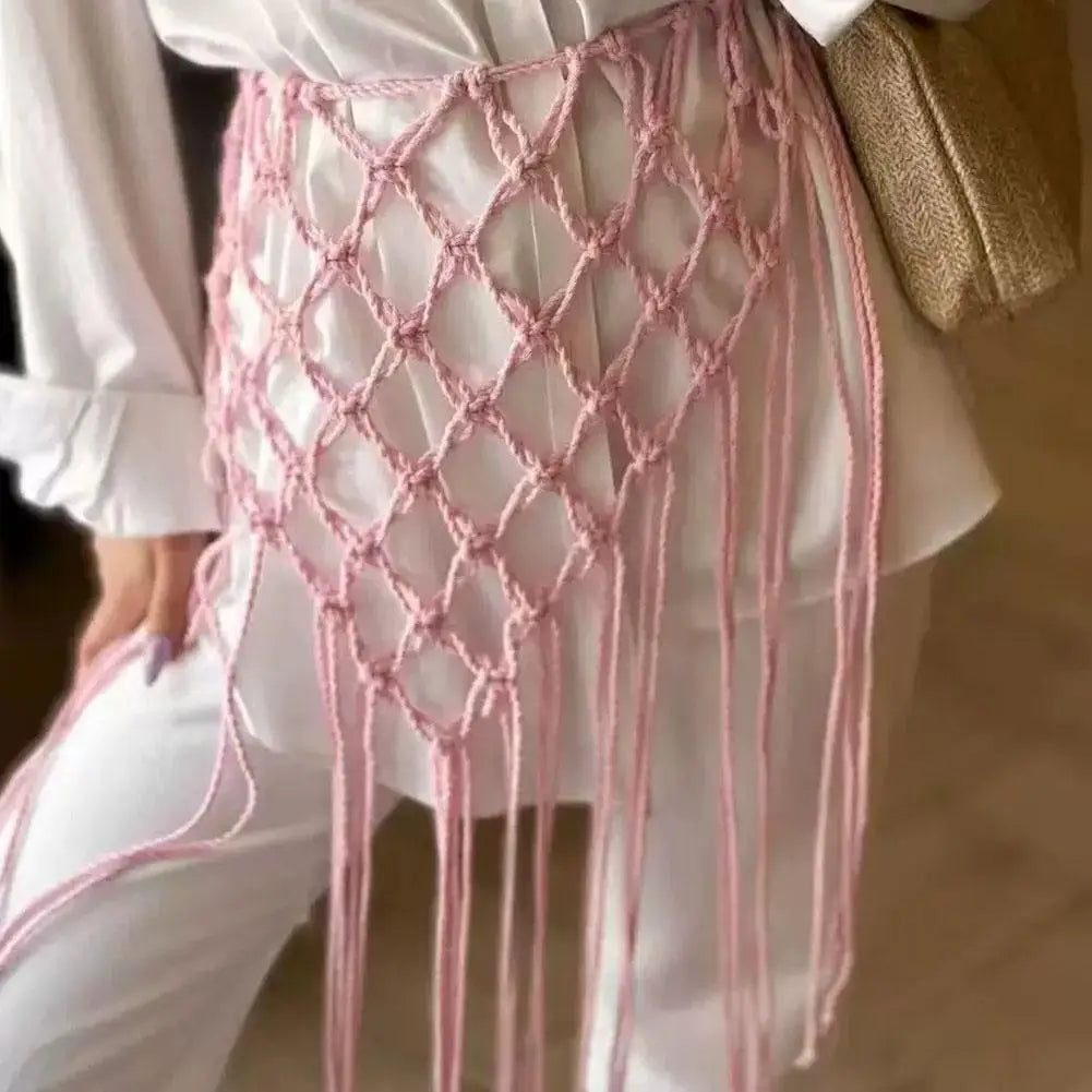 Bohemian Tassel Waist Belt – Macrame Fringe Wrap & Bikini Cover Up