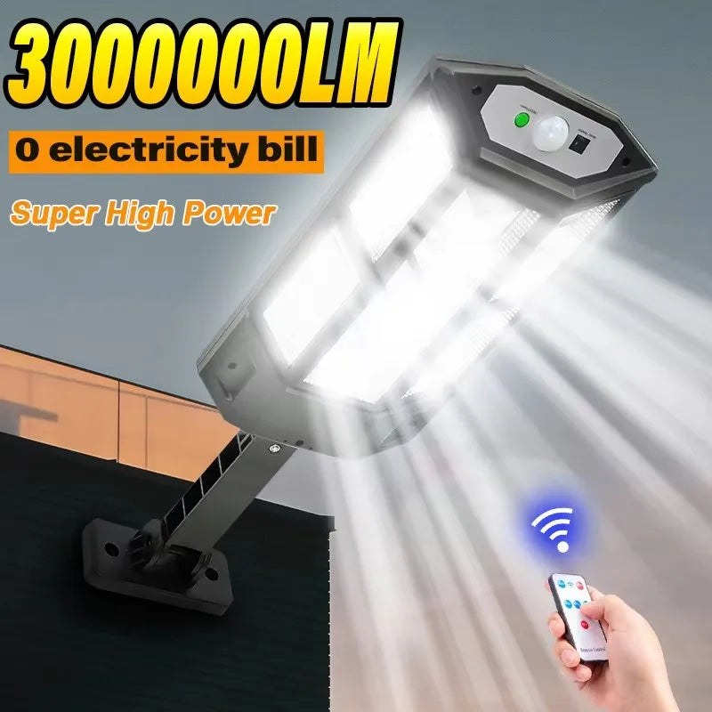 30000LM Irradiation 500㎡ Solar Light for Outdoor Sunlight Motion Sensor IP65 Waterproof Garden Street Wall External Solar Lamp Oasis Select