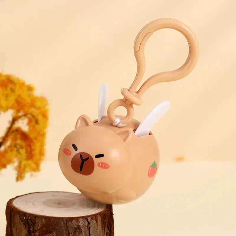 1-20PCS Kapybara Toys Creative Pull String Flying Kapybara Bag Pendant Car Keychain Pendant Decompression Kapybara Doll Keychain Oasis Select