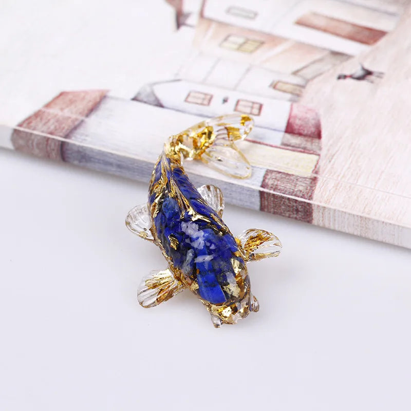 Lucky Koi Fish Figurine – Crystal Epoxy Resin Desk Ornament