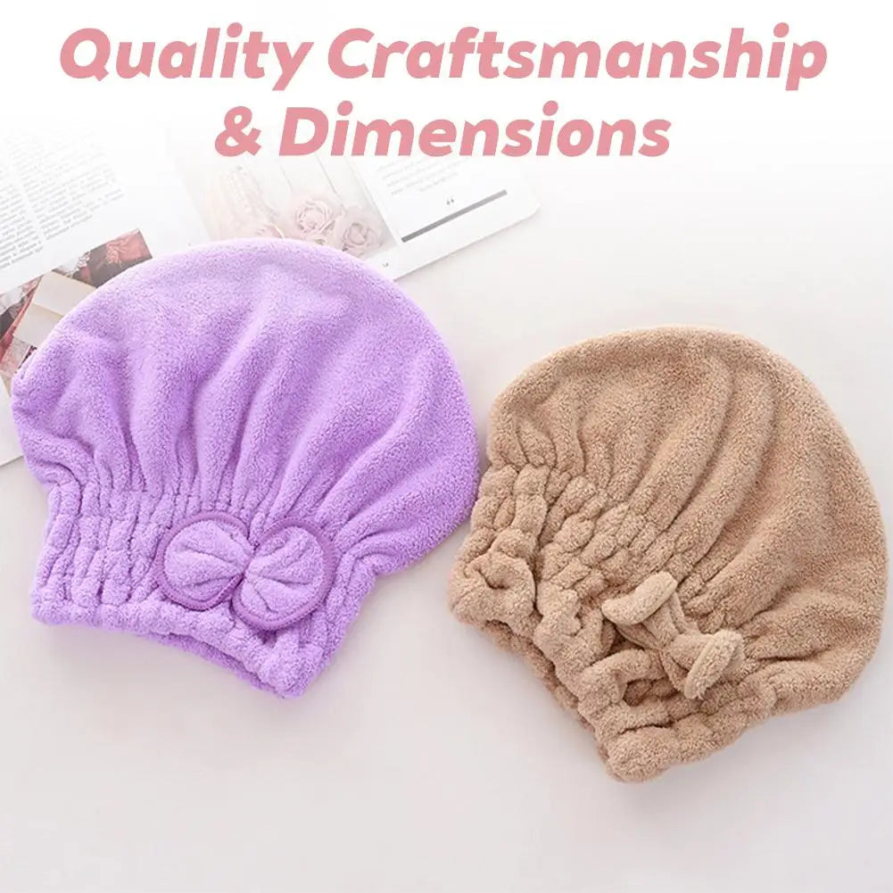 Coral Fleece Hair Drying Cap Quick Drying Towel Quick Stem Bowknot Microfiber Hair Dry Wrap Ultra Absorbent Hair Turban Bath Cap Oasis Select