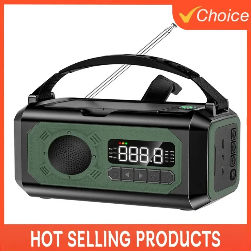 Portable 12000mAh Emergency Radio AM/FM/NOAA Weather Radio Solar Hand Crank Radio Flashlight SOS Alarm Power Bank Reading Lamp Oasis Select