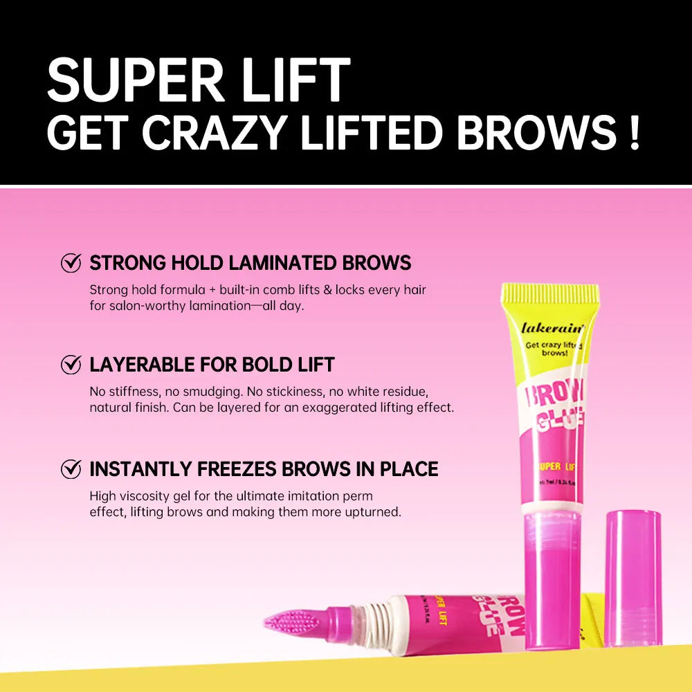 Super Lift Brow Glue Lamination Gel Crazy Lift Brow Long-lasting Strong Hold & Built-In Styling Comb Clear Eyebrow Gel Cosmetics Oasis Select