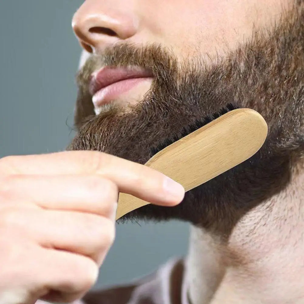 Natural Boar Bristle Beard Brush Wooden Handle Men's Grooming Tool for Clean Beard Oil Hair Styling Fade Cleaning Brush Oasis Select