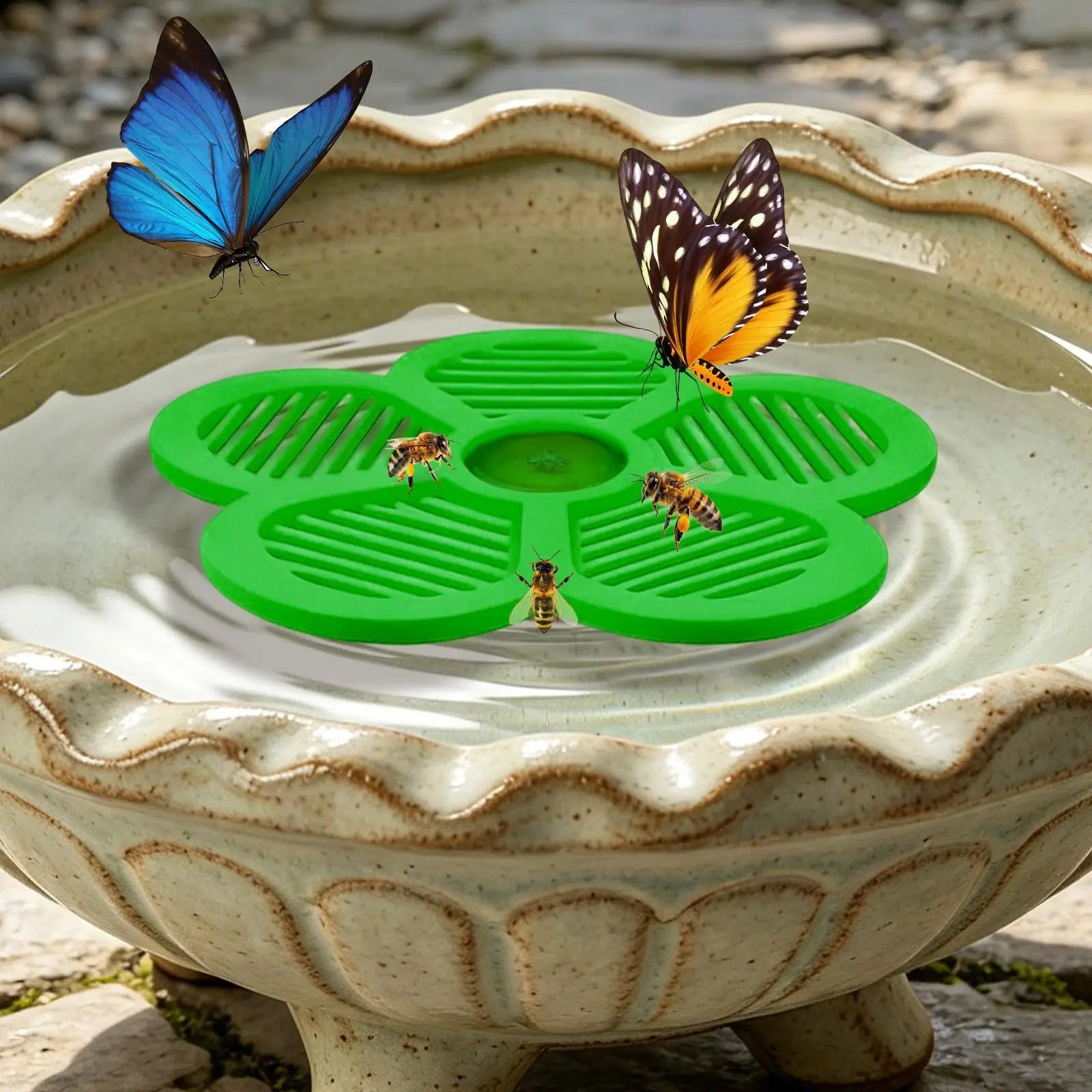 Floating Bee Island-Bee Waterer Bee Insect Drinking Tray Beekeeping Setups Luring Insect Waterer Island Tray For Outdoor Garden Oasis Select