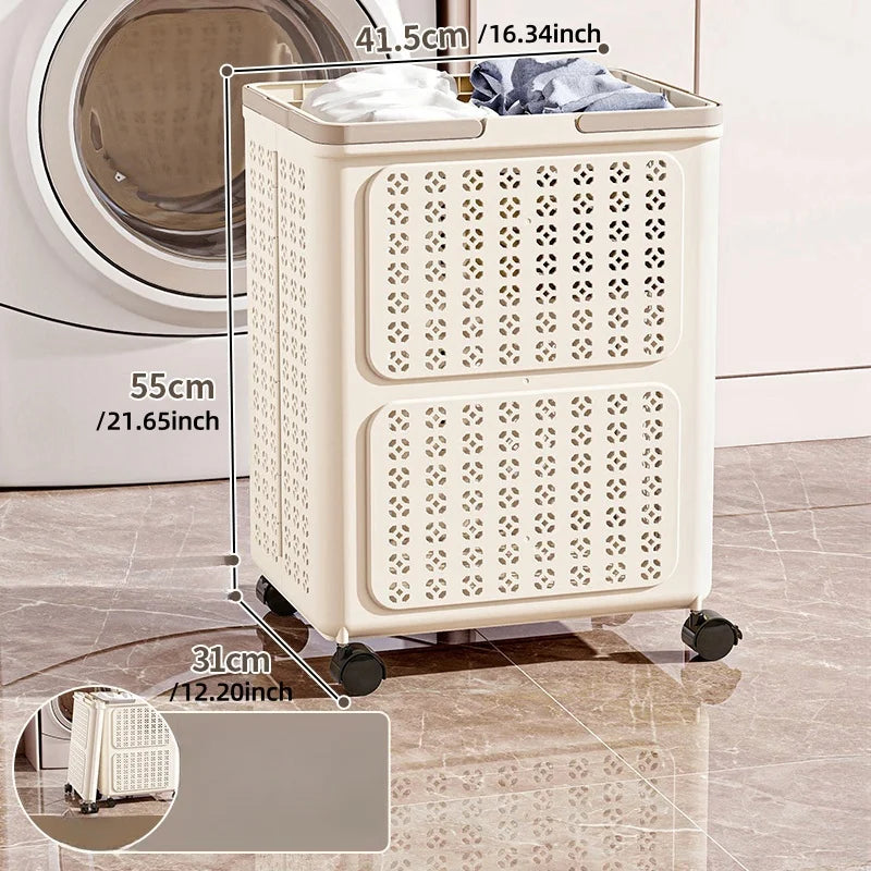 Foldable Laundry Basket,3 Sizes, Large Capacity Rolling Mobile with Wheels,Ideal for Toys/Sports Gear/Laundry Storage Organizer Oasis Select Large