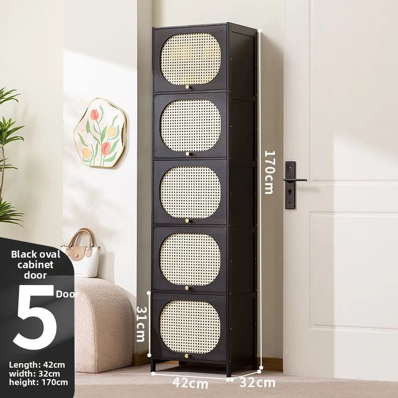 Household entrance shoe cabinet large capacity simple narrow multi-layer vertical small shoe cabinet corridor Oasis Select Black-11 layers