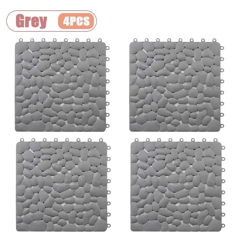 1-10PC 30X30cm Bathroom Pebble Non Slip Mat Waterproof Splicing Shower Pad for Toilet Room Floor Drop Resistant Foot Cushion Mat Oasis Select Grey-4PCS