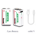 21800mWh High Capacity Rechargeable 9V Lithium ion Battery with USB-C for Guitar Microphone Smoke Detector Pedal with Cable Oasis Select 2 pcs 9v Batteries 9v