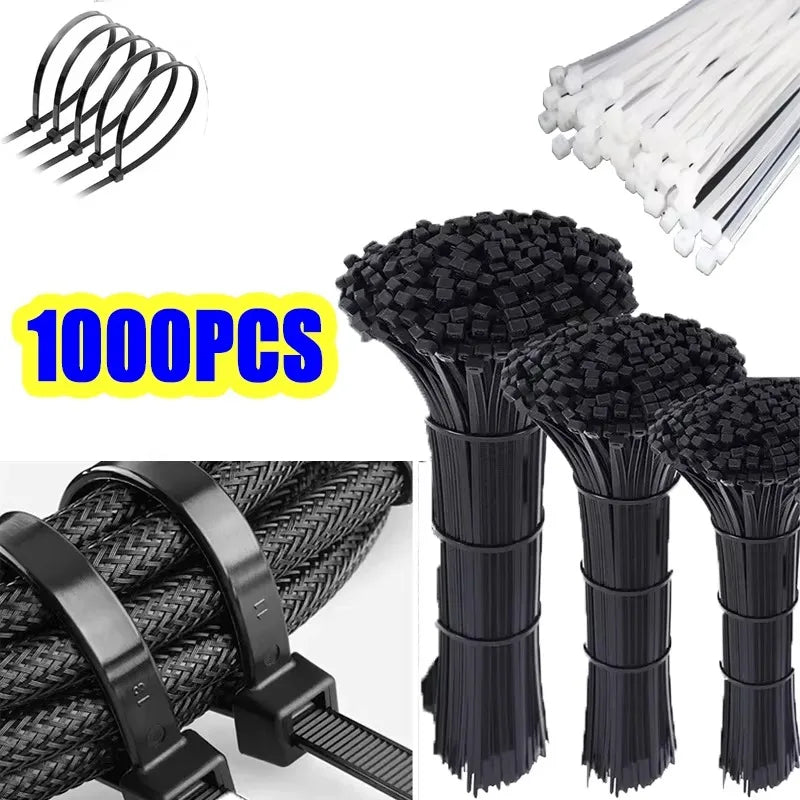 100-1000PCS Self-locking Plastic Nylon Tie Black Fastening Strap Cable-Tie-Set Cable Zip Tie Fastening Ring Zip Wraps Strap Tie Oasis Select