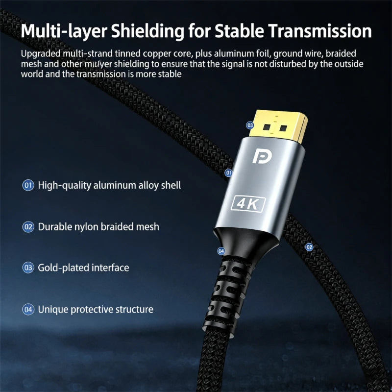 DisplayPort to HDMI Compatible Cable 4K 30Hz DP to HD Adapter Display Port Video Audio For PC Laptops TV Box Projector PS4 Oasis Select