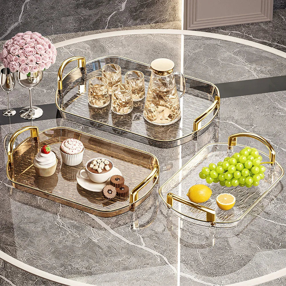 Clear Plastic Serving Tray with Dual Handles | Large Food Platter