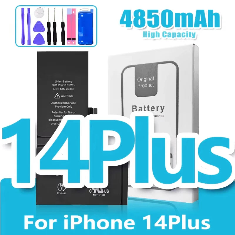 0 Cycle High Capacity Battery For iPhone 11 11Pro 12Pro 12 13 14 13Pro 14Pro Max Mini Phone Bateria + Free Tool Kit Oasis Select 14Plus 4850mAh HC