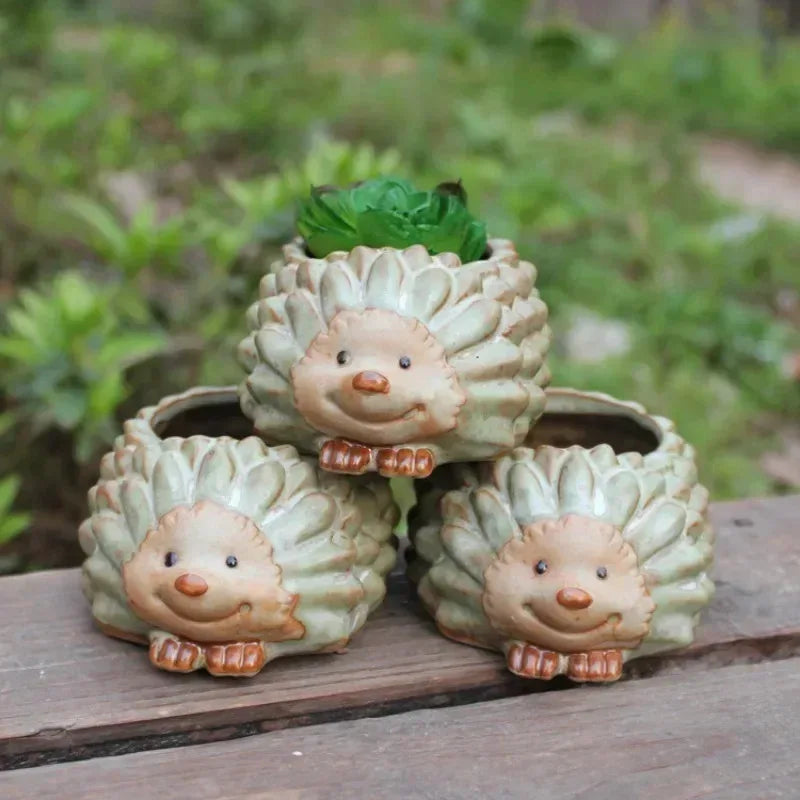 Cute Hedgehog Shaped Succulent Planter Cartoon Animal Plant Pot Mini Decorative Container for Indoor Balcony Desktop Decoration Oasis Select