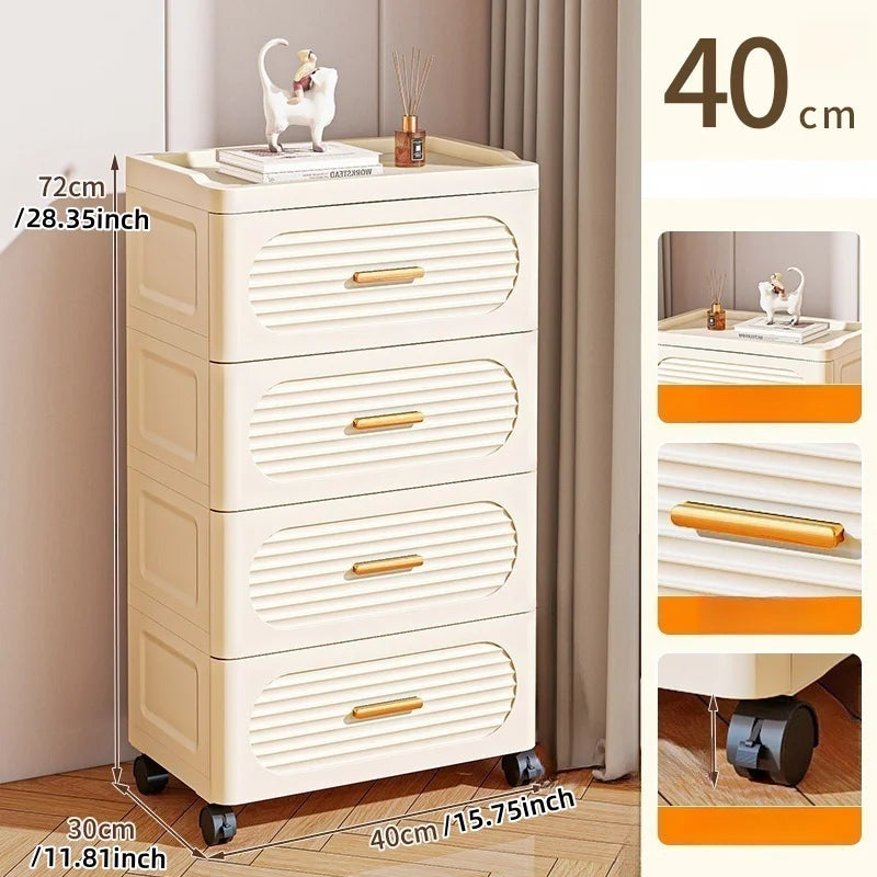 15.75 Inch Multifunctional Drawer Storage Cabinet,3-6 Tier Rolling Mobile Organizer,Large Capacity for Snacks/Clothes/Books Oasis Select 4 layers