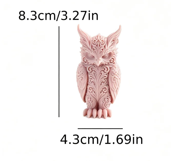 Mysterious Patterns Owl Figurines 3D Printed Forest Fantasy Miniature Statues Magic Bird Ornaments for Home Office Desktop Decor Oasis Select Owl pink