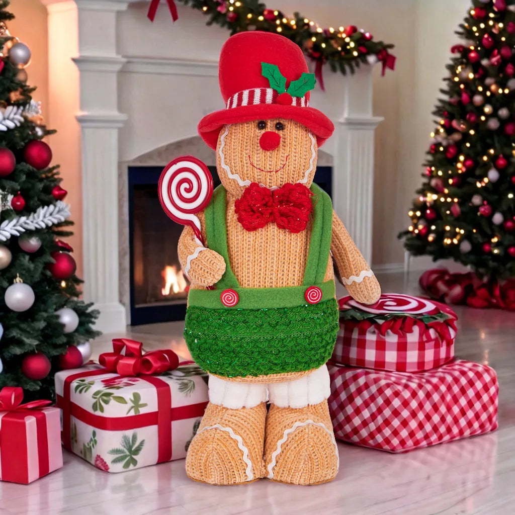 Christmas Gingerbread Man Standing Figure Christmas Couple Chef Hat Dwarf Doll Window Decoration Oasis Select