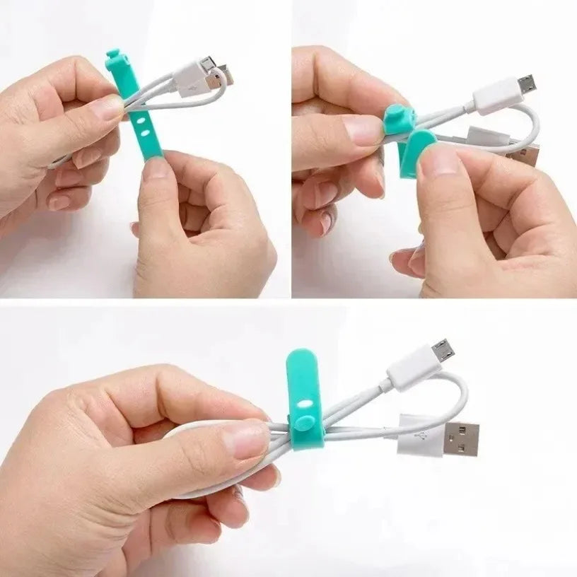 Mobile Phone Data Cable Winder Earphone Clip Charger Cable Organizer Management Soft Silicone Wire Cord Fixer Holder Wire Belt Oasis Select