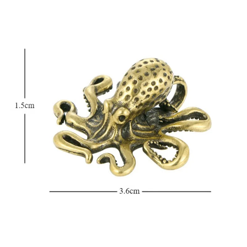 Brass Octopus Home Decoration Antique Copper Animal Figurines Miniatures Desk Ornament Accessories Creative Table Tea Pets Craft Oasis Select